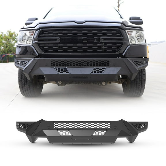 Modular 2 IN 1 Design Steel Front Bumper Side Wing For 2019-2024 RAM 1500(Exclude EcoDiesel,Rebel,TRX & Ram 1500 Classic)w/2*4" Pod lights