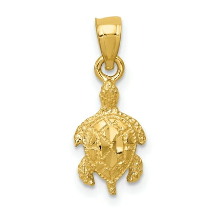 - 14kt Yellow Gold Turtle Pendant Charm Necklace Sea Life Fine Jewelry Ideal Gifts For Women Gift Set From Heart