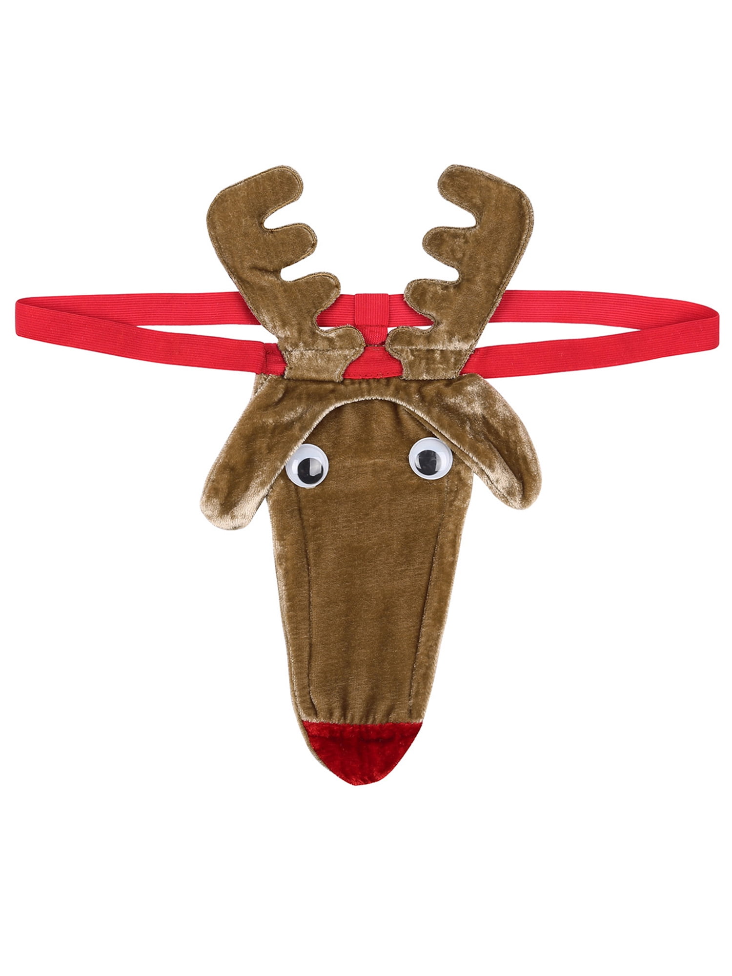 iEFiEL iEFiEL Men's Christmas Reindeer Pattern Costume GString Thong Underwear Gag Gifts