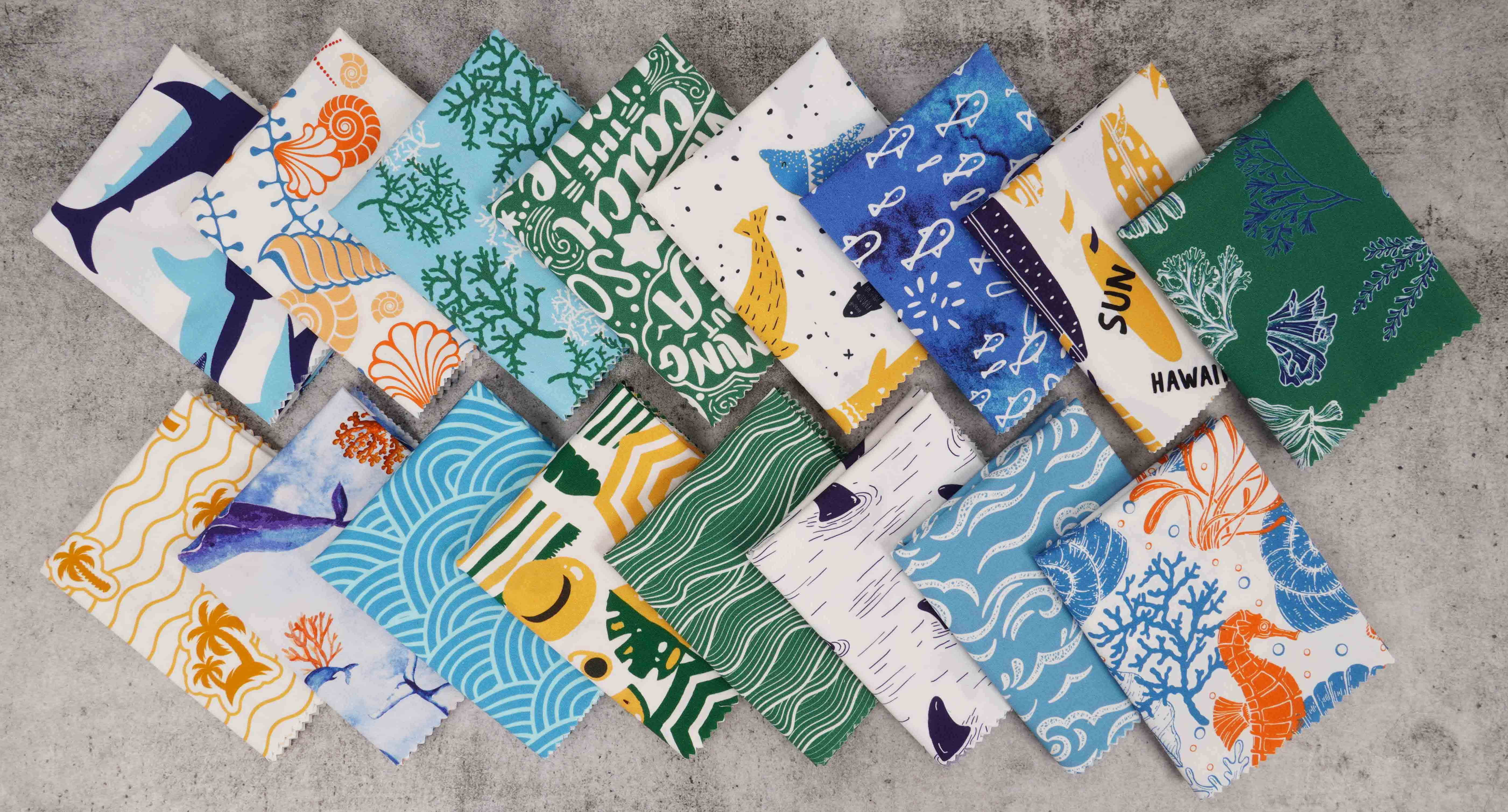 Soimoi 16 Pc Fat Quarter Bundle OceanPrint 18"x 22"DIY Patchwork-100% CottonPre-Cut Quilting Fabric Blue & Green