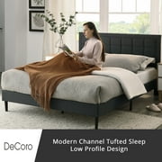 إطار سرير معدني منجد من Modern Sleep Mornington، كوين، رمادي غامق