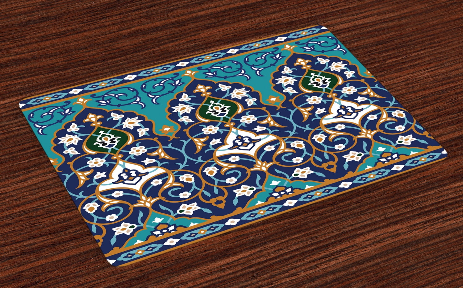 Moroccan Placemats Set of 4 Ottoman Folkloric Art Inspired Abstract