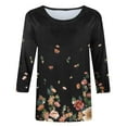 thumbnail image 5 of Hauts Grande Taille pour Femmes Mode Imprimé de Pâques T-shirt Ample Mi-Longueur Manches 3/4 Blouse Col Rond Hauts Décontractés Hauts d'Été pour Femmes 2023 Liquidation en Liquidation, 5 of 5