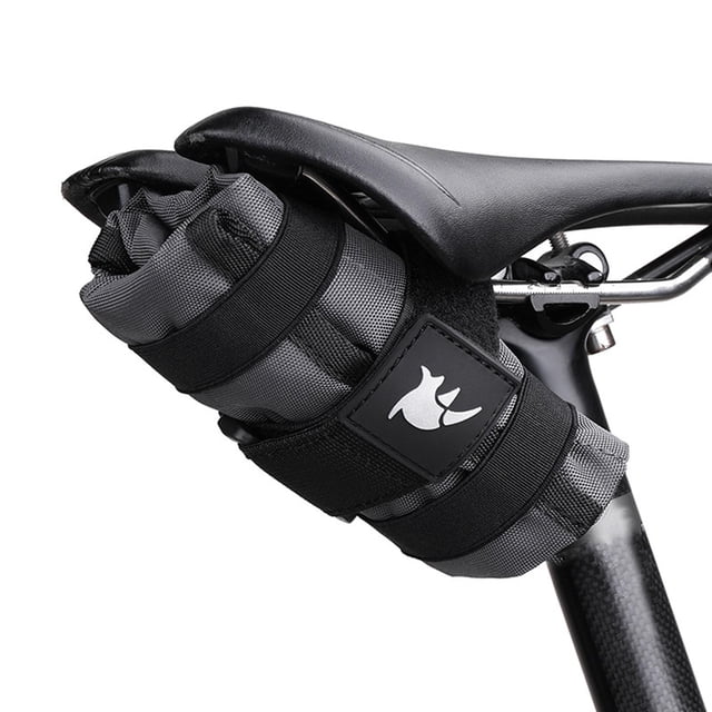 Bolsa para sillín de bicicleta, bolsa enrollable para carretera, ciclismo de montaña, almacenamiento extensible para bicicletas, correa para asiento Gris Macarena Funda para sillín de bicicleta