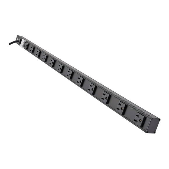 Tripp Lite 12 Outlet Power Strip 5-15R 15' Cord Vertical 5-15P 36" Black - Power distribution strip - 15 A - AC 120 V - 1800 Watt - input: NEMA 5-15P - output connectors: 12 (NEMA 5-15) - 15 ft cord - black aluminum