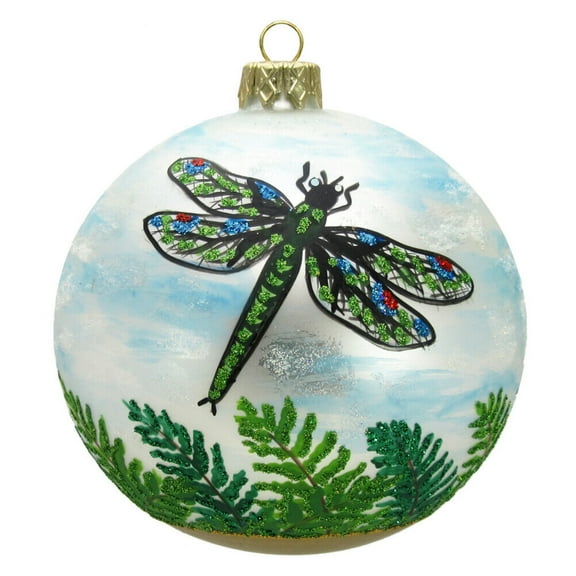 High Design Dragonflies Polish Glass Ball Christmas Ornament by Thomas Glenn