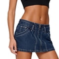 thumbnail image 2 of Jsaierl Women’s Dark Wash Denim Mini Skirt High Waist Jean Skirt with Front Zipper for Casual and Street Style, 2 of 8