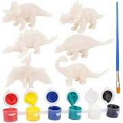 Mikilon Kids Dinosaur Toy Painting Kit, 6 PCS Dinosaur Decor Arts Crafts Set, Painting Preschool Learning Toddler Toys for 3 4 5 Year Old Boy Girl, Christmas Birthday Gift