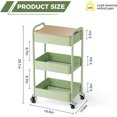 thumbnail image 2 of 3 Tier Rolling Cart with Table Top, Sturdy Metal Storage Organizer with Locking Wheels & Hooks for Office, Kitchen & Bathroom, 2 of 7