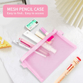 thumbnail image 4 of Multifunctional Mesh Pen Bag Pencil Case Makeup Tool Bag Storage Pouch Purse - Pink, 4 of 5