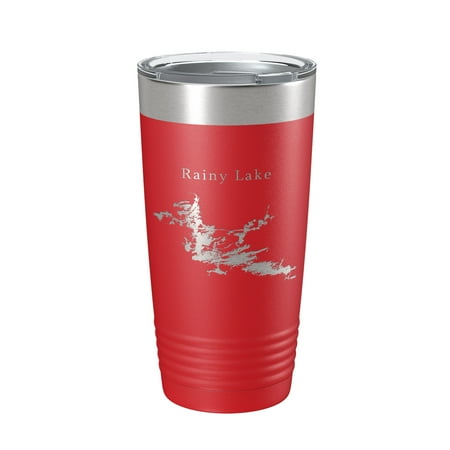 

Rainy Lake Map Tumbler Travel Mug Insulated Laser Engraved Coffee Cup Minnesota 20 oz Red