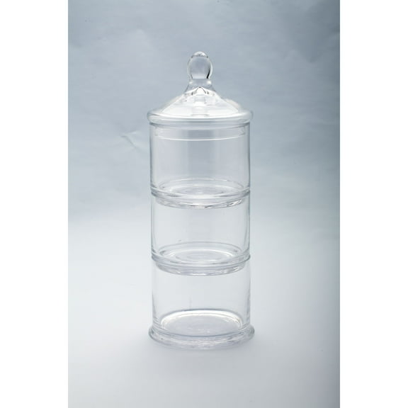 CC Home Furnishings Hand Blown Glass Jar Tower with Finial Lid - 14.5" - Clear