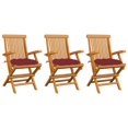 thumbnail image 1 of vidaXL Garden Chairs with Wine Red Cushions 3 pcs Solid Teak Wood, 1 of 12