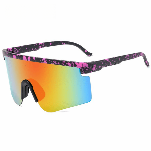 Gafas de sol deportivas para hombre y mujer, a prueba de viento, de una pieza, con montura grande para exteriores
