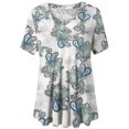 thumbnail image 5 of Pompotops Haut/chemise à Manches Courtes Col en V Imprimé Mode Grande Taille pour Femmes Été Liquidation, 5 of 5
