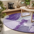 thumbnail image 3 of Small Round Rug 3Ft, Modern Oil Painting Non-Slip Washable Circle Rugs Carpet, Purple Grey Abstract Graffiti Art Indoor Outdoor Rug Floor Mats Throw Runner for Bedroom Living Room Bathroom, 3 of 8