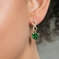 thumbnail image 4 of Gem Stone King 925 Sterling Silver and 10K Yellow Gold Green Nano Emerald and White Lab Grown Diamond Infininty Dangle Earrings for Women By Keren Hanan (6.06 Cttw, Heart Shape 10MM), 4 of 4
