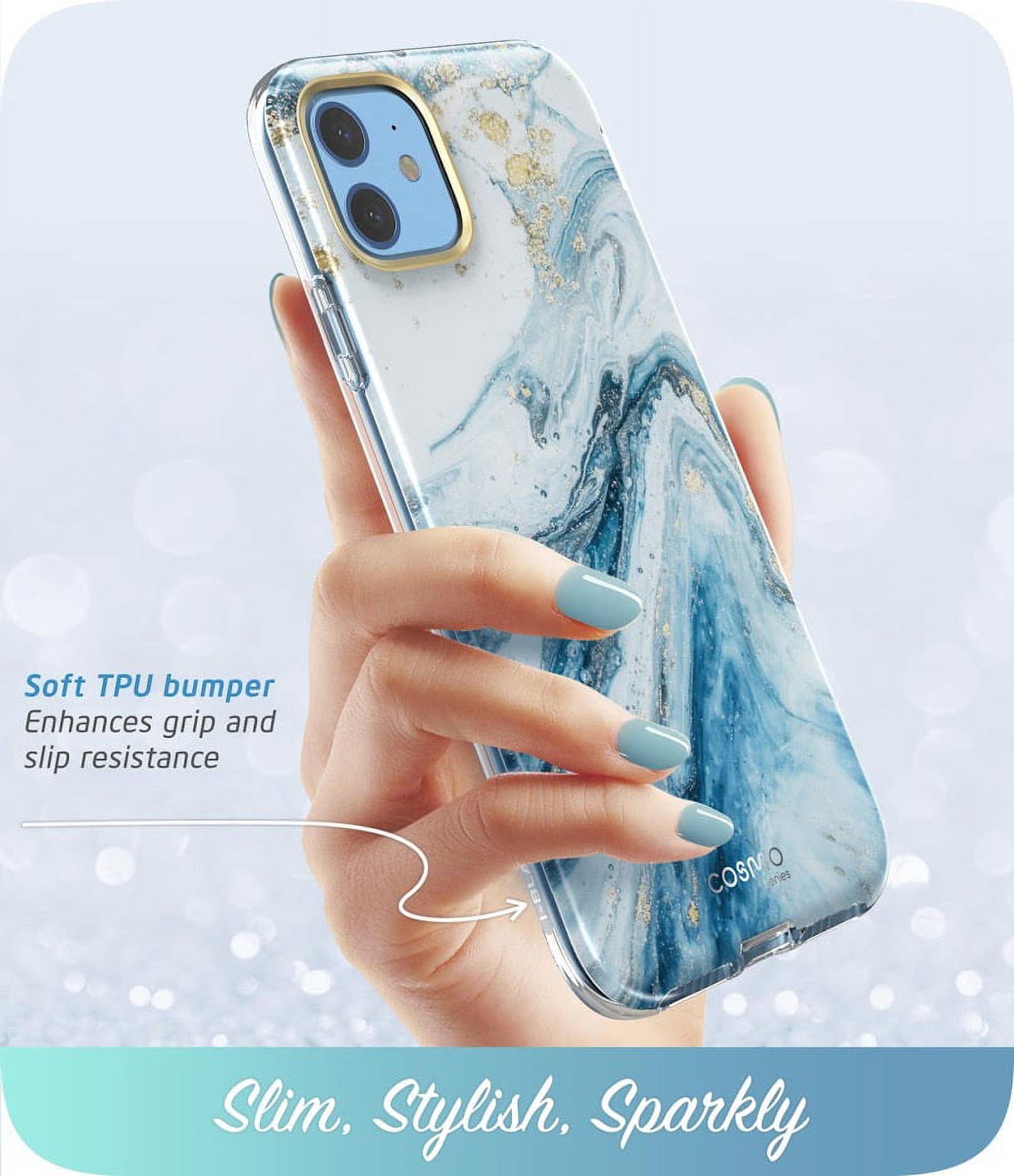 i-Blason Cosmo Series Case for iPhone 11 (2019 Release), Slim Full-Body Stylish Protective Case with Built-in Screen Protector, Blue, 6.1''