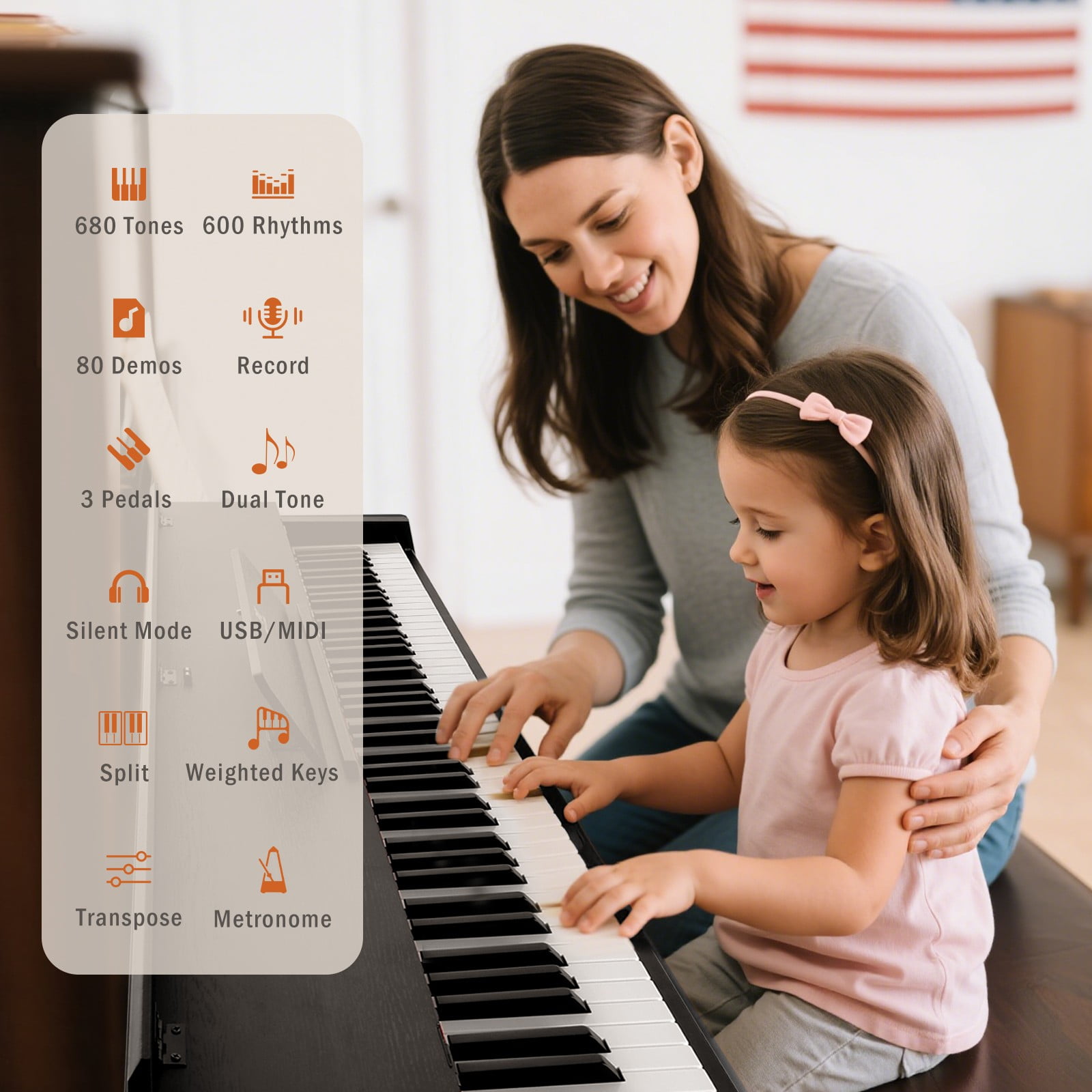 MUSTAR 88Keys Full Size Weighted Hammer Action Digital Piano Keyboards DREAM Source with 3 Pedal,Piano Bench(Black)