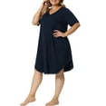thumbnail image 4 of Agnes Orinda Women's Plus Size Pajama Dress for V Neck Lace Trim Hem Loose Tshirt Nightgown Sleepwear, 4 of 5