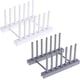 thumbnail image 1 of Escurridor de platos de plástico de 2 piezas para platos, cuencos, tazas, tapas de ollas, tablas de cortar y libros - 6 rejillas, 1 of 5