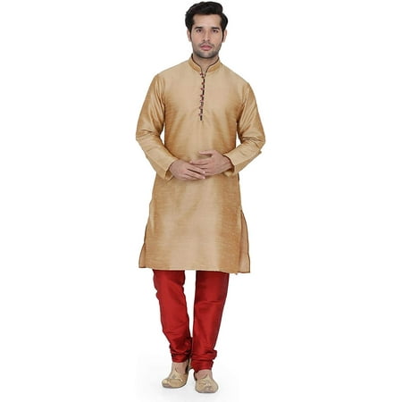 

Royal Kurt Mens Art Silk Kurta Churidaar Set Brown 42