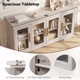 thumbnail image 4 of LAUSAINT HOME 66'' Large Sideboard Buffet Cabinet with Storage, Kitchen Storage with Glass Doors & Adjustable Shelves, Accent Farmhouse Wood Coffee Bar Table for Kitchen, Living Room, 4 of 9