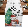thumbnail image 5 of Cute Bear Christmas Tree Snowflakes Table Runner 13x70in Non-Slip Cotton Linen Table Runners, Xmas Cartoon Style Dresser Scarves TableRunner for Dinner Kitchen Dining Wedding Party, 5 of 9