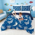 thumbnail image 3 of Manfei Cute Cartoon Seal Queen Comforter Set for Kids Boys and Girls, Sea Animal Print Bedding Comforter Set, Navy Reversible 3-Piece, 1 Comforter and 2 Pillowcases, 3 of 6