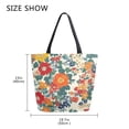 thumbnail image 5 of FORMRS Womens Canvas Tote Bag with Zipper Inner Pocket Shoulder Handbag, Orange Japanese Flowers Pattern, 5 of 7
