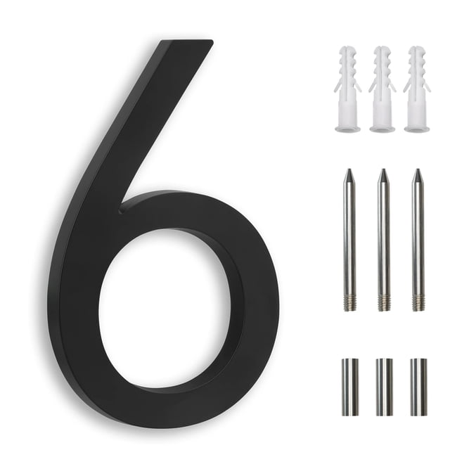 Números para casa BUTUNITA de 7" en aleación de zinc, negro, modernos