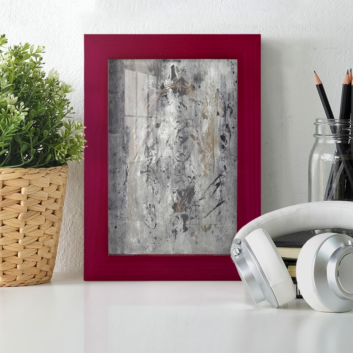 Ancient Marks II - Framed Print w/glass - Cherry Red