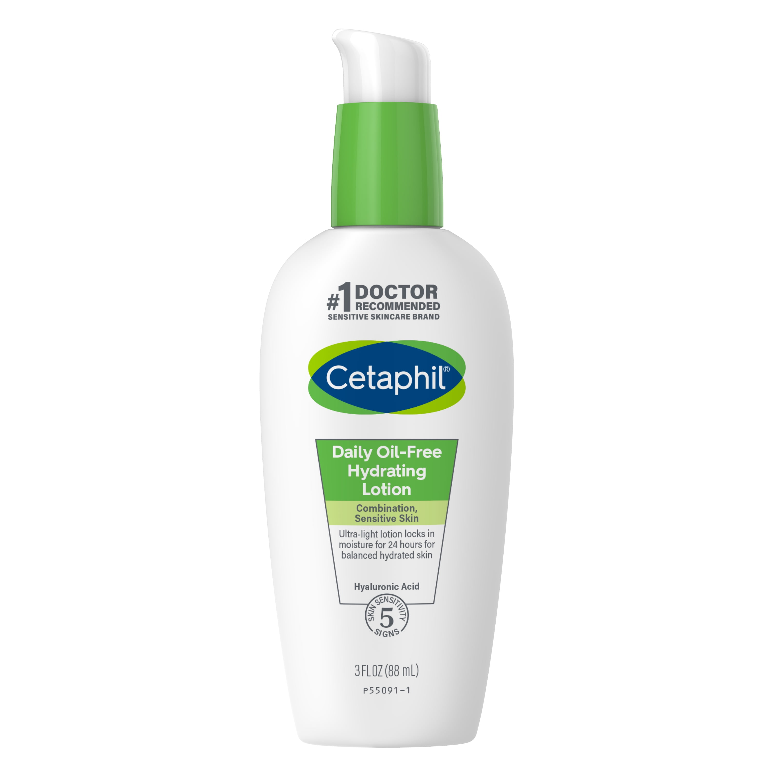 CETAPHIL Daily Oil Free Hydrating Lotion for Face | With Hyaluronic Acid | 3 fl oz | Lasting 24 Hour Hydration | Daily Lotion for Combination Skin | Fragrance Free | Non-Comedogenic