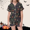 thumbnail image 2 of Weebloom Halloween Toddler Girl Pajamas Cute Pumpkin Pajamas Set Soft Printed Kids Short Sleeve Button Down Shirt And Shorts For And Youth Sleepwear Nightwear Pjs Loungewear 4-5 Years, 2 of 4