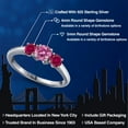 thumbnail image 2 of Gem Stone King 925 Sterling Silver Pink Moissanite and Red Created Ruby Engagement Ring for Women | 1.00 Cttw | Round 5MM | Gemstone Birthstone | Size 8, 2 of 6