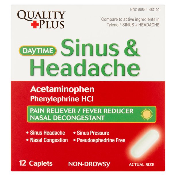 Quality Plus Daytime Sinus & Headache Caplets, 12 count