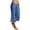 Blue, variant on SOOMLON Linen Capris for Women Plus Size Wide Leg Drawstring Pant Ruched Low Waist Gaucho Pants Casual Wear with Pockets
