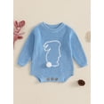 thumbnail image 2 of Suealasg Baby Boys Girls Easter Clothes 3M 6M 9M 12M 18M Long Sleeve Bunny Embroidery Knit Romper Bodysuit Newborn Spring Playsuit, 2 of 7