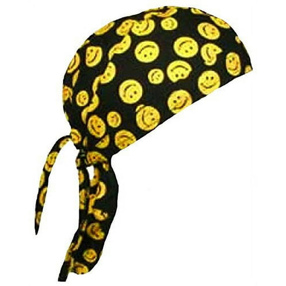 Smiley Face Doo Rag Happy Skull Cap Mens or Womens with Bumper Sticker