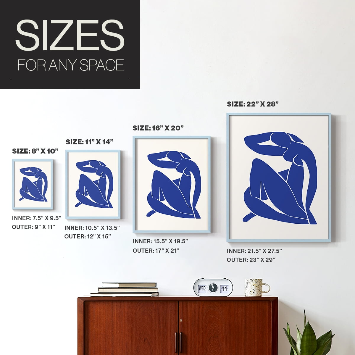 Matisse CXXXVII Framed Print in Blue Solid Wood 11 x 14 Framed Print