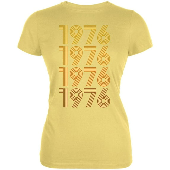 Retro Vintage Flashback Paralines Birthday 1976 Juniors Soft T Shirt Yellow LG