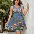 thumbnail image 3 of Water Lilies Dress Fashion Beach Long Dresses Female Party Printed Sundress, 3 of 7