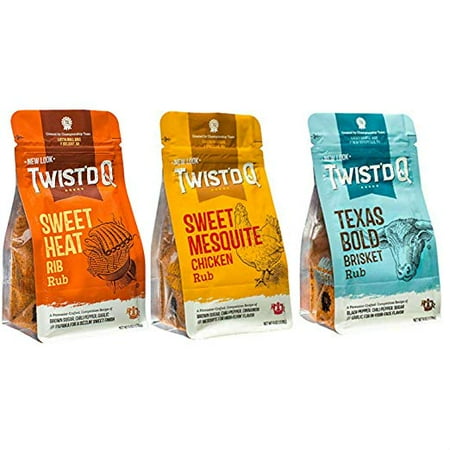 Twist'd Q Barbecue Seasoning BBQ Rubs Bundle | Includes: Sweet Heat Rib Rub, Sweet Mesquite Chicken Rub & Texas Bold Brisket Rub | 6 Ounces Each