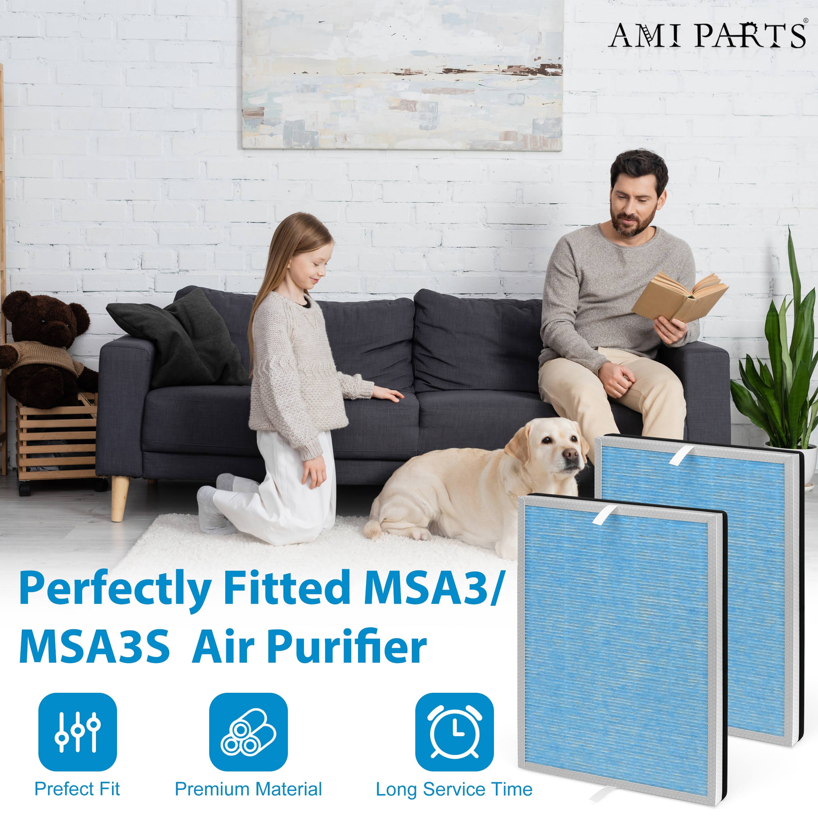 AMI PARTS MSA3 3-in-1 True HEPA Filter Replacement for Membrane Solutions MSA3/MSA3S Air Purifier