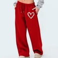 thumbnail image 2 of Valentine's Sweatpants for Women Heart Print Wide Leg Pants with Pockets Baggy Workout Slack Comfy Drawstring Athletic Pants Loose Fit Slacks Casual Business Outfits 2026 Valentines Trouser, 2 of 5