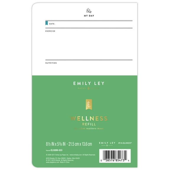 AT-A-GLANCE Emily Ley Simplified System Wellness Refill, Desk Size, 5 3/8" x 8 1/2"