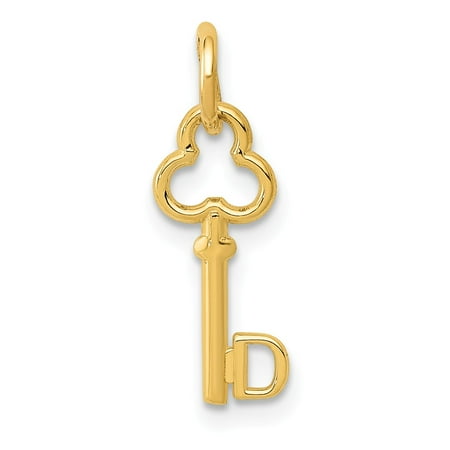 14K Yellow Gold D Key Charm 19mm x 4mm