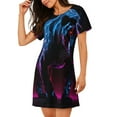 thumbnail image 2 of Sikiie Futuristic Purple Panther Print Women's Short-sleeved Nightdress, Round Neck Pullover Nightdress Pajamas Summer Home Wear, 2 of 6