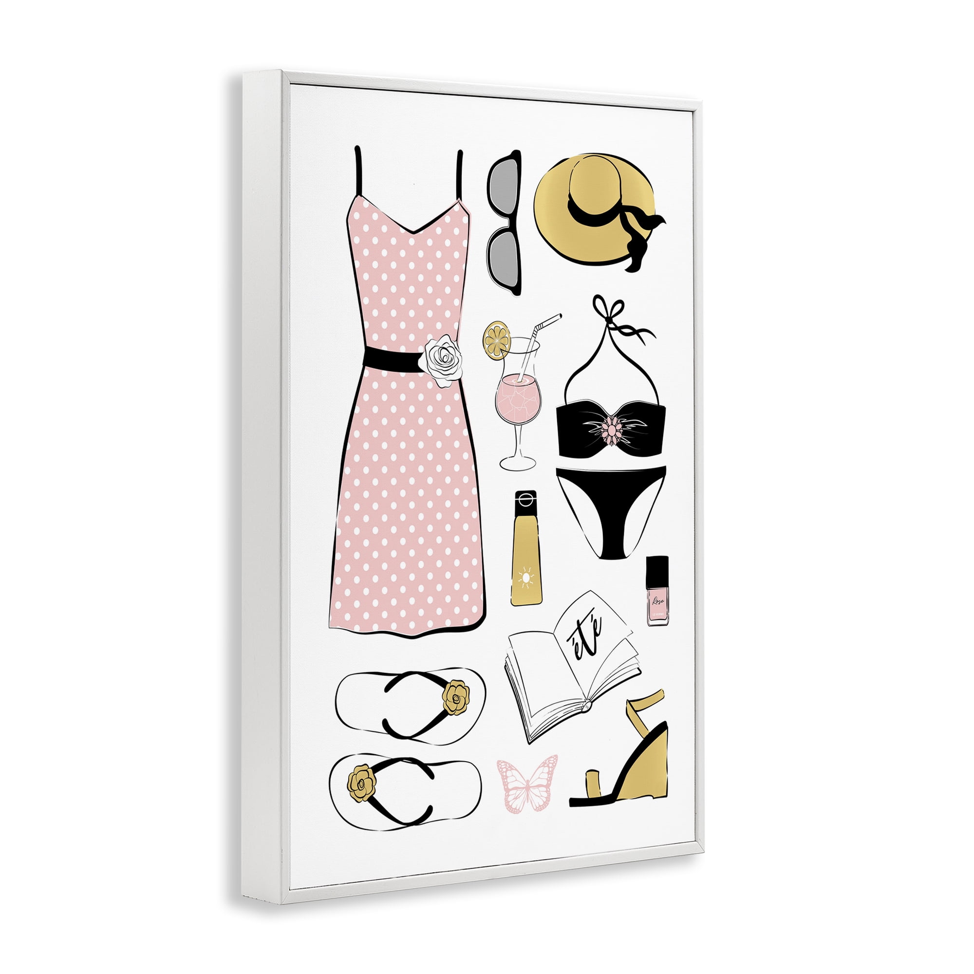 Stupell Industries Summer Vibes Necessities White Framed Giclee Art, design by Martina Pavlova
