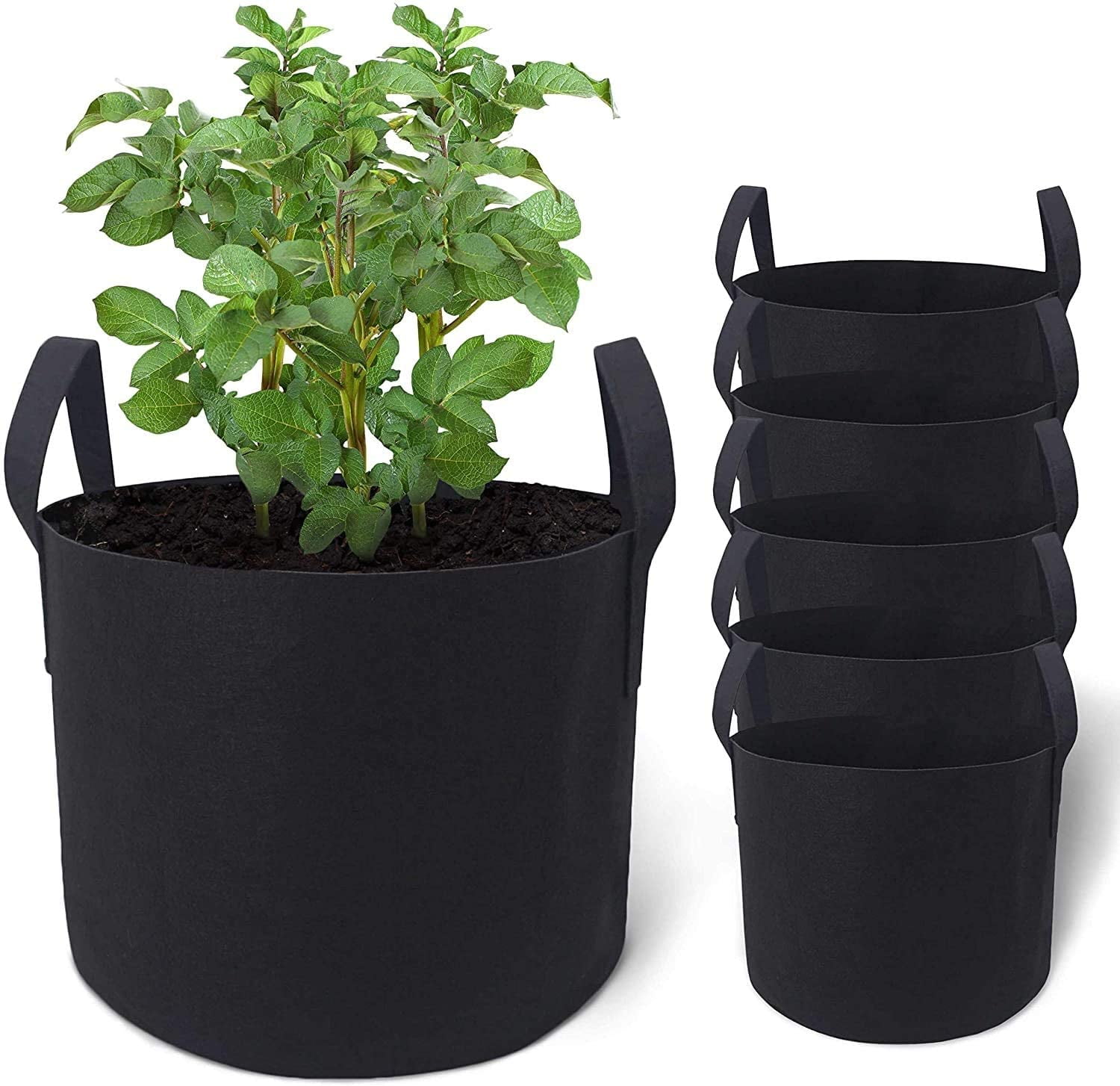 6-Packs 5 Gallon Grow Bags /Aeration Fabric Pots /Handles... Garden Plant bags 